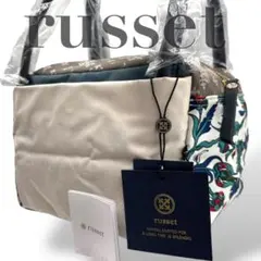 【新品タグ付き】ラシット　キューブ型　ハンドバッグ　トート　バイカラー　花柄総柄