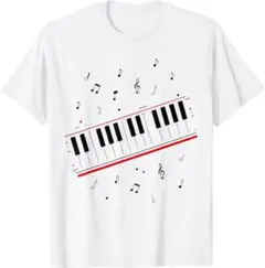 Printstar ピアノ鍵盤 音楽 Tシャツ ホワイト M