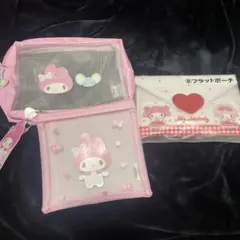 ★韓国ダイソー マイメロ スクエア メッシュポーチ 2点セットオマケ付き★