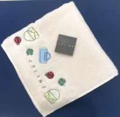 新品✨CELINEセリーヌ タオルハンカチ ピンク　バッグ柄　未使用タグ付　刺繡