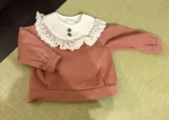 フリル付きピンク長袖トレーナー