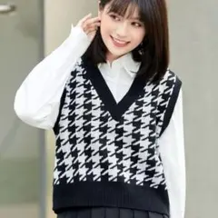 千鳥柄 ベスト shein M