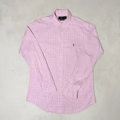 90sPOLORalph Lauren ギンガムチェック 長袖シャツ ピンク
