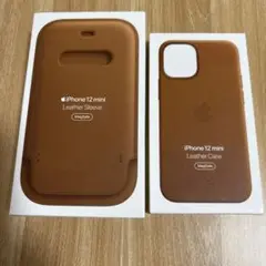 新品未使用iPhone 12 mini レザースリーブ & Caseセット