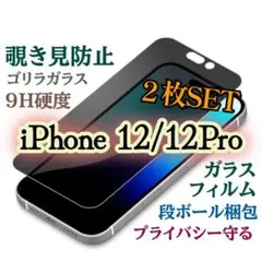 【２枚セット】覗き見防止強化ガラスフィルム《iPhone12/12Pro》☃️