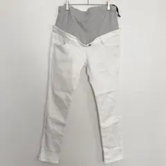 マタニティ スキニーパンツ Lサイズ ホワイト 白 アジャスター付き