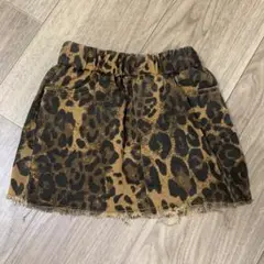 韓国こども服　ヒョウ柄デニムスカート
