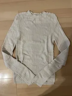 opacue. clip 【C】ライトグレー　リブ編み 長袖セーター 38/M