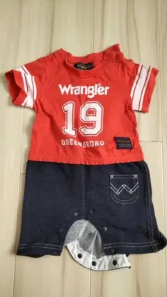 ◎半袖ロンパース（赤、デニム）70サイズ　2点で580円