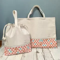 入園入学セット　レッスンバッグ　上靴入れ　ハンドメイド　くまさん柄　お買得品！