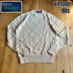 好配色 90s VINTAGE Arrow アーガイル ニット セーター
