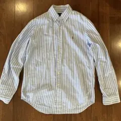 Ralph Lauren 長袖シャツ M 青白ストライプ　ラルフローレン