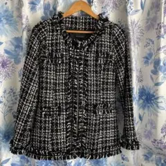 MARTHA ノーカラーツイードジャケットLサイズ