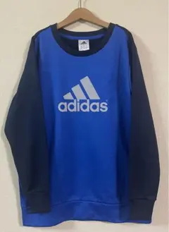 美品　アディダス　トレーナー　スウェット　160サイズ　青　紺色　裏起毛