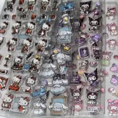 【4枚セット】硬いぷくぷくゆめかわキャラクター硬質おすそ分け立体シール ラスト