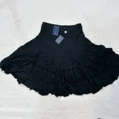 【新品 未使用 タグ付】 ラルフローレン ティアード フレアスカート ブラック