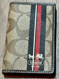 COACH カードケース ロゴ入り ストライプ