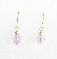 カットガラス一粒ピアス　6ミリラベンダーパープル　春ピアス