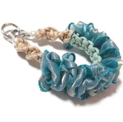 【全長約28cm】フリルリボン　パラコード　ハンドストラップ