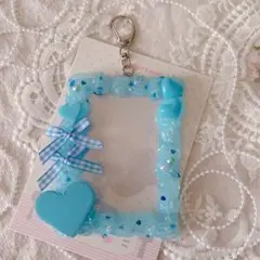 *.+゜推し活トレカケースキーホルダー*.+゜ブルー ホイップデコ 文字入れ可能