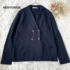ニューヨーカー カーディガン ネイビー L ダブルボタン 羽織 綿