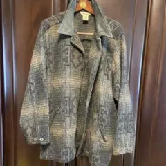 Eddie Bauer ネイティブ柄 ウールジャケット レザー襟のサムネイル