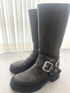 ZARA フラットトラックソールブーツ　38 ブラウン