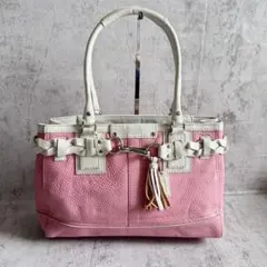COACH ハンプトンズ ペブルドレザー キャリーオール　ハンドバッグ　ピンク COACH ハンプトンズ ペブルドレザー キャリーオール ハンドバッグ