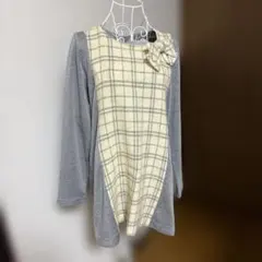 GALLERY VISCONTI チェック柄リボン付きワンピース