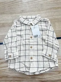【新品未使用】H&M ベージュ チェックシャツ 70