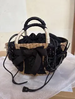 factory omotoドット柄メッシュショルダーバッグ リボン美品 - メルカリ