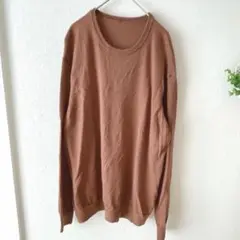 392【良品計画】長袖ニット　XL ウール　ブラウン　薄手　大きいサイズ
