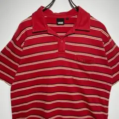 VANS バンズ　ポロシャツ　サイズL ボーダー　ワンポイントロゴ　希少　古着のサムネイル