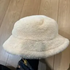 クリーム色 バケットハット ポリエステル製