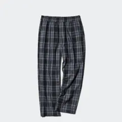 フランネル チェック柄 イージーパンツ グレー系