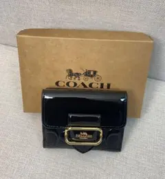 新品未使用]COACH コーチ二つ折り財布 シグネチャー スタッズ ブラック
