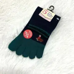 ウール混 レディース 五本指ソックス 22〜24cm 冬用　サンタ　ハリネズミ