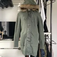 diesel オリーブグリーン ファー付きモッズコート