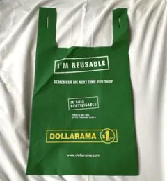 DOLLARAMA 緑のエコバッグ 不織布　ショッピングバッグ