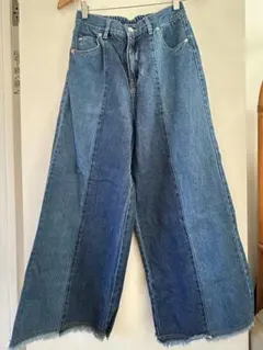 デニム ワイドレッグパンツ