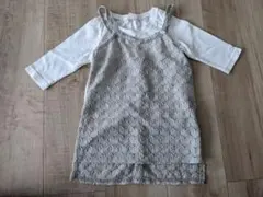 プティマイン　レースキャミソールと5分袖Tシャツセット　90