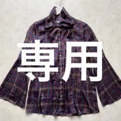 Sov. ソブ プリーツ花柄ブラウス ボウタイ ペプラム サーモンピンク 36 