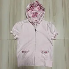ピンク バラチェック柄フリル付きパーカーのサムネイル