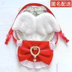 モンぬい ぬい用 羽 付 サテン リボン スタイ よだれかけ 赤 いつぬい