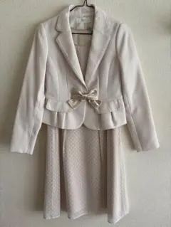 Krone セレモニースーツ　ジャケット　ドット　ワンピース　リボン付き　9号