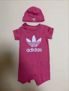 adidas ピンク ロンパース&帽子 ギフトセット 70cm