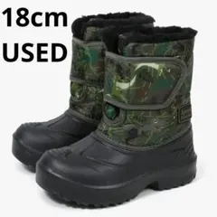 スノーブーツ 18cm 男の子 カーキ グリーン 恐竜