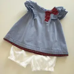 美品★80cm familiar ブルーシャンブレー 半袖チュニック