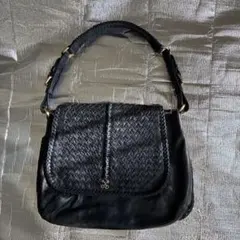 SAZABY 濃紺レザー ショルダーバッグ