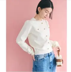 coca ゴールドボタンニットプルオーバー レディース L